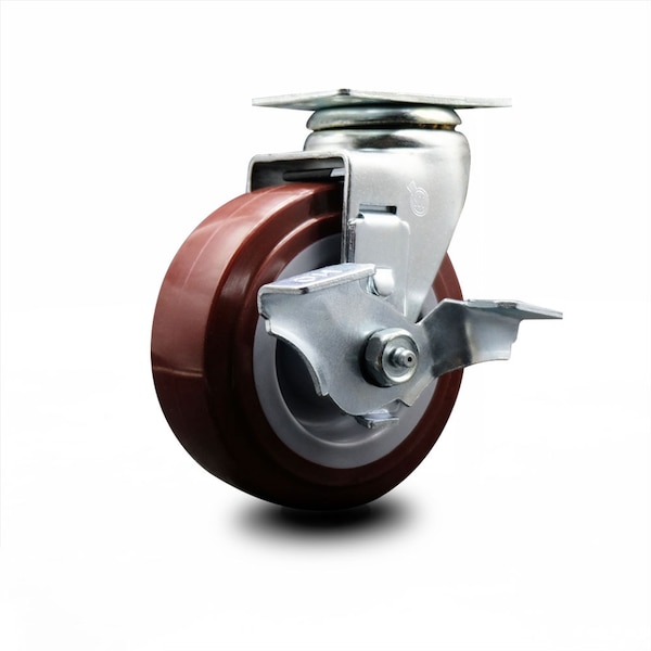 5 Inch Poly on Polyolefin Swivel Caster with Ball Bearing and Brake SCC